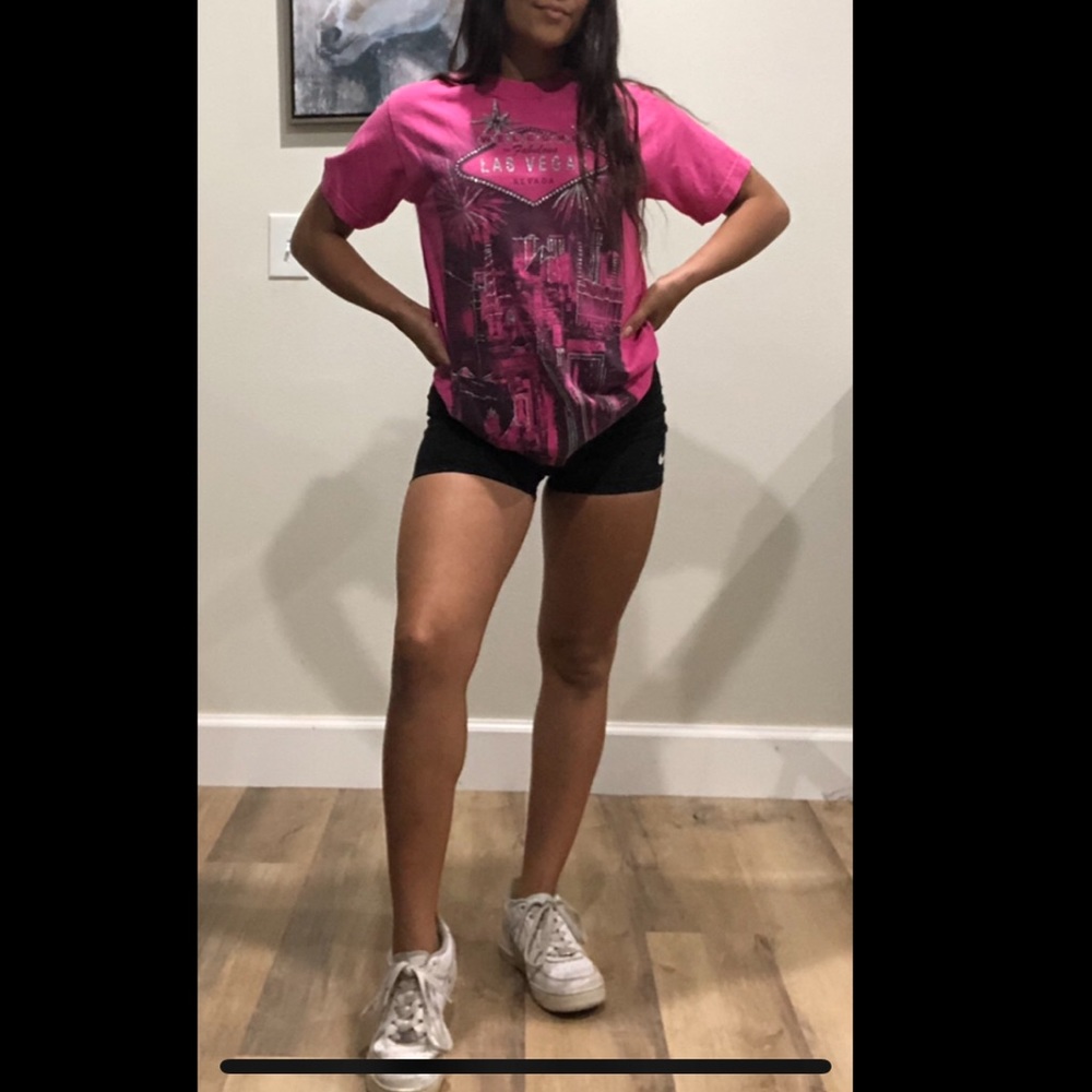 Hot pink glittery Las Vegas graphic tee